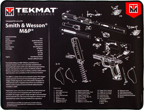 Tekmat Armorers Bench Mat - Ultra 15"x20" S&w Mp Black