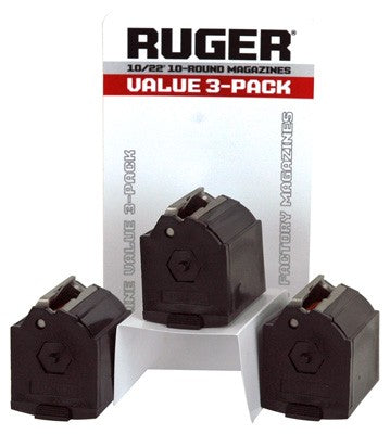Ruger Magazine 10-22 .22lr - 10rd Black Plastic 3pack