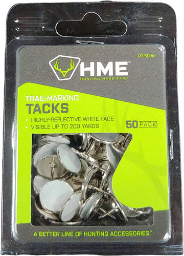 Hme Trail Tacks Reflective - Metal White 50pk