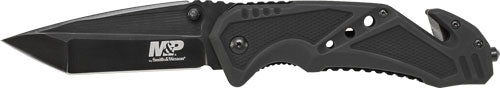 S&w Knife Clip Folder 3.8" - Blade Black W- Strap Cutter