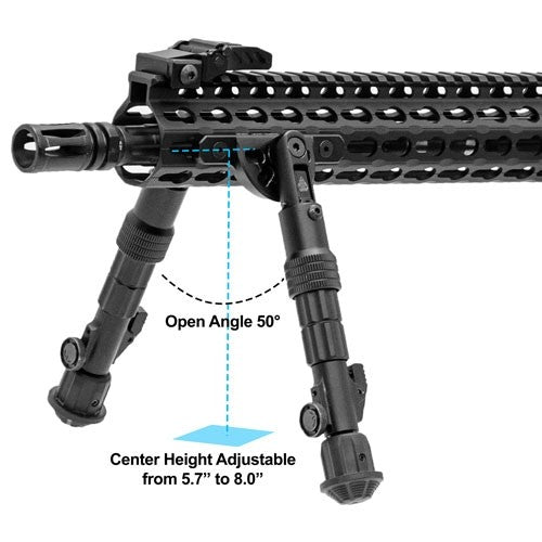 Utg Bipod Recon Flex Keymod - Matte Blk Center H 5.7"-8" 5