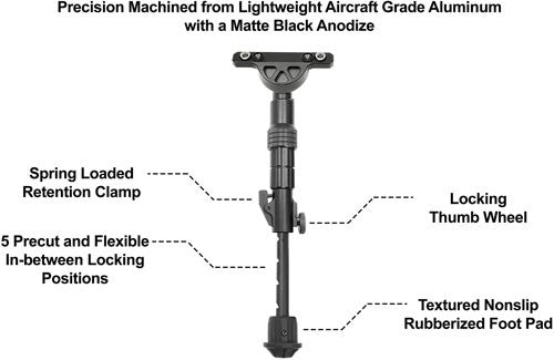 Utg Bipod Recon Flex Keymod - Matte Blk Center H 5.7"-8" 4