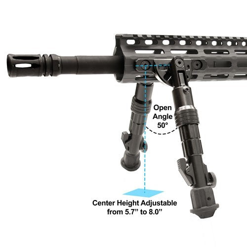 Utg Bipod Recon Flex M-lok - Matte Blk Center H 5.7"-8" 5